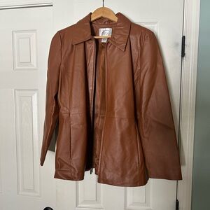Madison & Max Cognac Brown Faux Leather Jacket